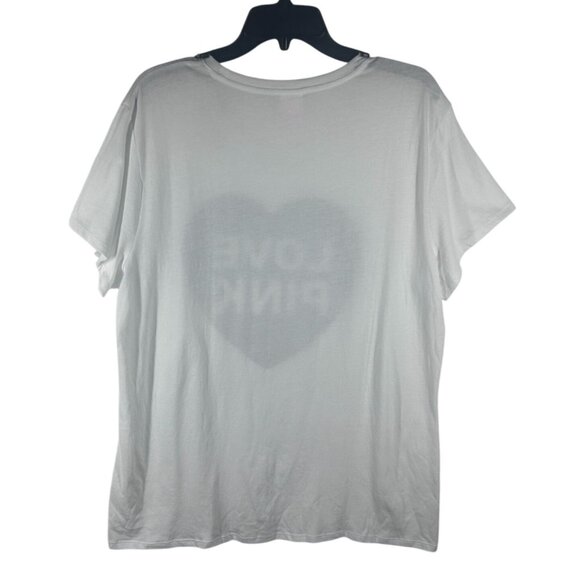 PINK Love Pink Heart Graphic Tee Women's Size XXL White New With Tags - Picture 2 of 8